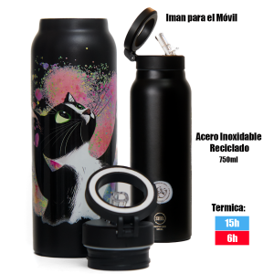 Cosmos Cat botella acero inoxidable